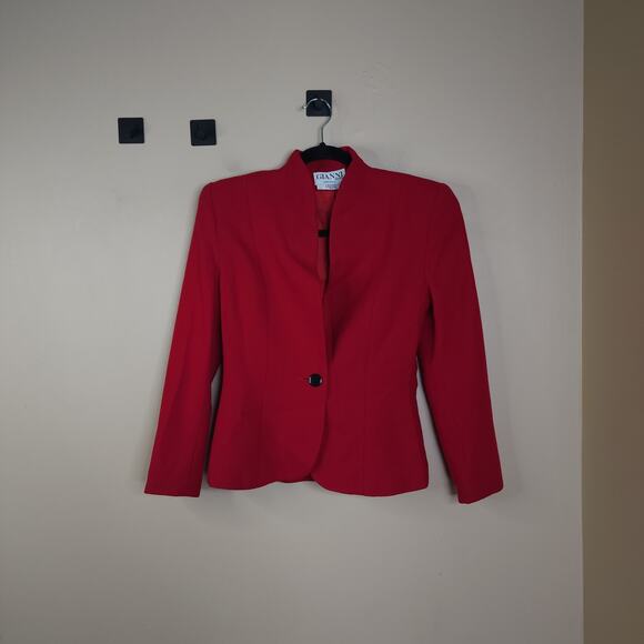 Vintage Gianni One Button Cropped Wool Blazer in Red Size 4 - Picture 1 of 11